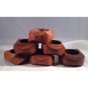 Shalinindia Handmade Wooden Napkin Rings Set of 6‎ Artisan Crafted India Rustic